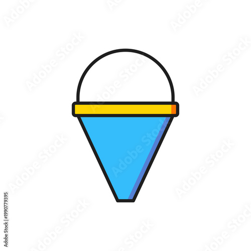 Color Fire cone bucket icon isolated on white background. Metal cone bucket empty or with water for fire fighting. Flat filled outline style with shadow. Vector