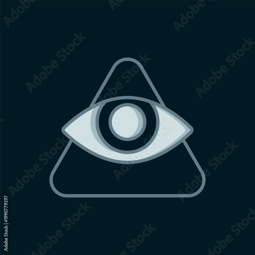 Line Masons symbol All-seeing eye of God icon isolated on black background. The eye of Providence in the triangle. Flat filled outline style with shadow. Vector