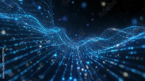 Futuristic Digital Data Stream Flow in High Tech Environment.