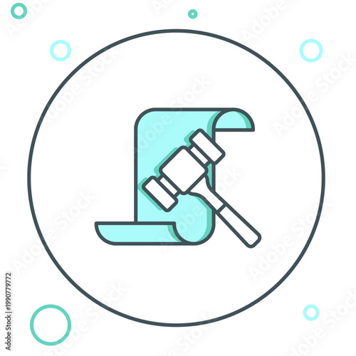 Line Auction hammer icon isolated on white background. Gavel - hammer of judge or auctioneer. Bidding process, deal done. Auction bidding. Colorful outline concept. Vector