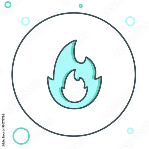 Line Fire flame icon isolated on white background. Colorful outline concept. Vector