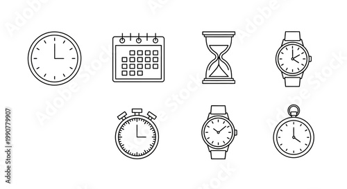 Collection of Hand Drawn Time Related Icons.