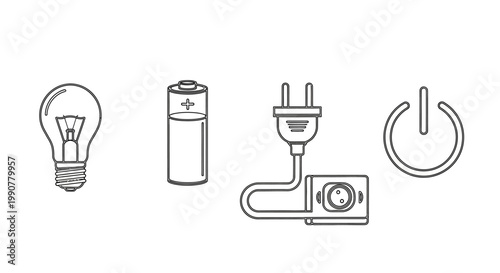 Electricity power and energy symbols.
