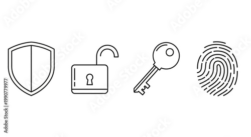 Security icons with shield key lock.