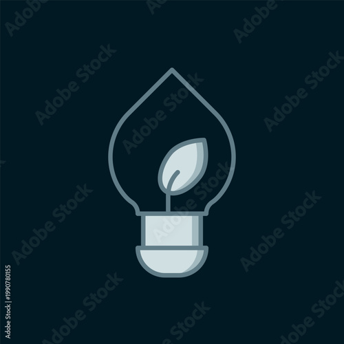 Line Light bulb with leaf icon isolated on black background. Eco energy concept. Alternative energy concept. Flat filled outline style with shadow. Vector