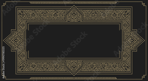 Intricate gold and black ornate frame with detailed patterns.