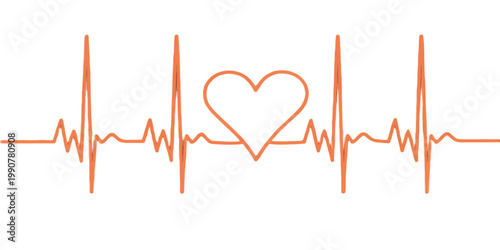 heart beat cardiogram and electrocardiogram line showing a red heartbeat pulse graph for medical health and cardiology care symbol vector illustration in a hospital monitor style