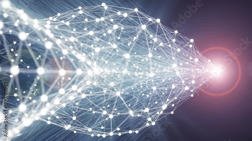 Futuristic Digital Data Stream Visualization with Light Effects.