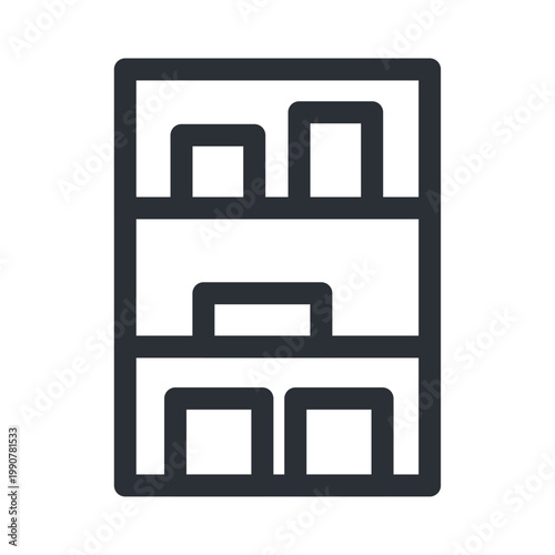 倉庫の棚や商品の保管状態を表す在庫管理のラインアイコンイラスト