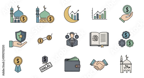 Islamic Finance and Business Icons Collection.