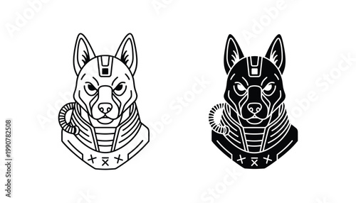 Cybernetic wolf head portrait in futuristic armor with mechanical tubes for sci-fi character design