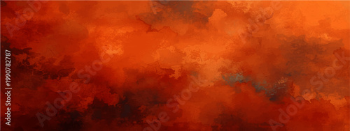 Abstract fiery background with vibrant strokes of orange and red, reminiscent of a celestial vista or volcanic landscape.