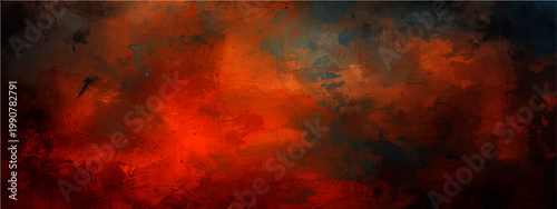 Fiery abstract artwork, showcasing a vivid explosion of colors with shades of reds and dark blues. The artwork evokes a sense of intensity and powerful energy.