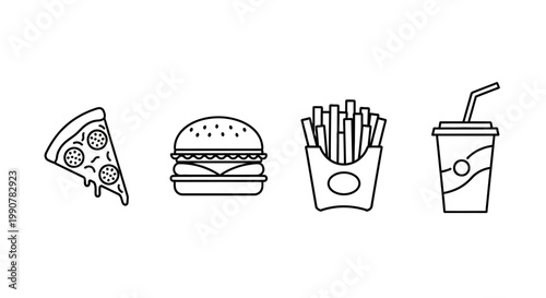 Fast Food Items Lineup Illustration.