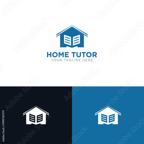 House school education logo design. Student housing logo template. Home Tutor logo design. Study Book with House Logo Template Design 