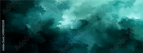 Abstract turquoise art with a blend of dark shadows. A dramatic cloudscape of ethereal aesthetics, evoking a sense of calm and mystery.
