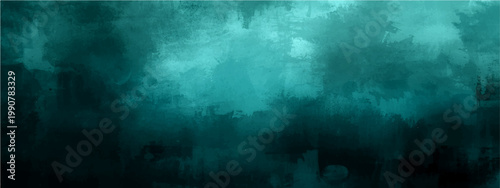 Abstract atmospheric scene features moody teal clouds with variations of teal and dark hues create a surreal, dreamlike atmosphere. 