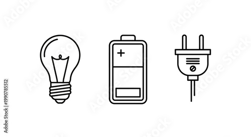 Electricity Light Bulb Battery Plug.