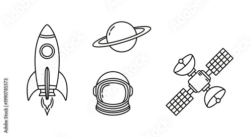 Space satellite and rocket ship launch.