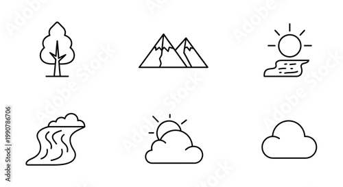 Weather forecast icons set line style.