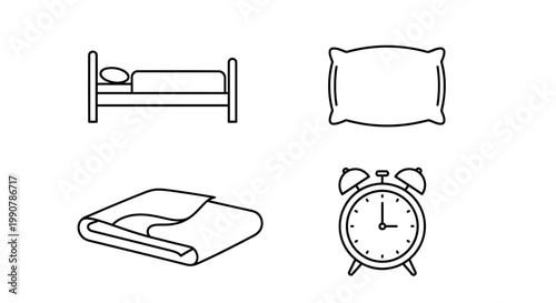Bed and morning routine objects.