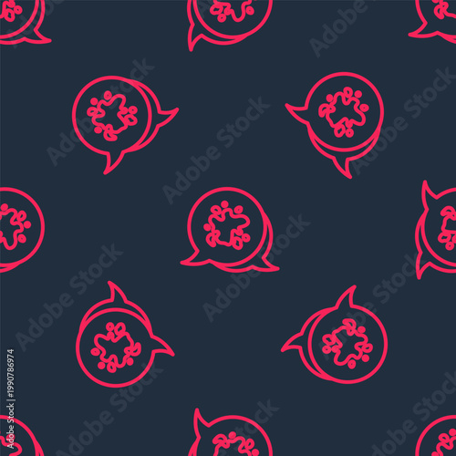 Red line Paint spray icon isolated seamless pattern on black background. Vector