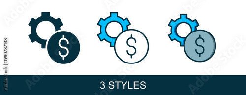 Filled outline Gear with dollar symbol icon isolated on white background. Business and finance conceptual icon. Vector