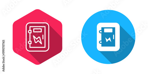 Filled and outline Electrical panel icon isolated with long shadow background. Vector