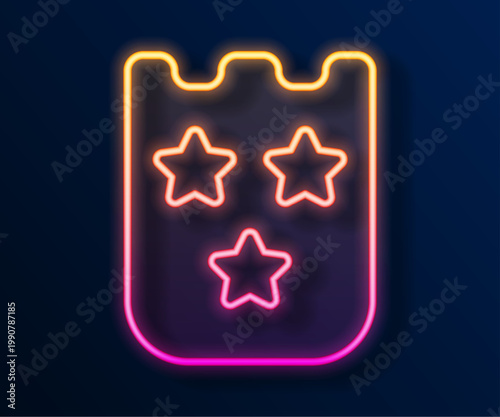 Glowing neon line Lottery ticket icon isolated on black background. Bingo, lotto, cash prizes. Financial success, prosperity, victory, winnings luck. Vector