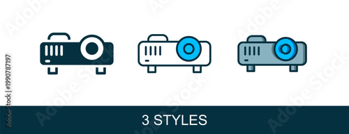 Filled outline Presentation, movie, film, media projector icon isolated on white background. Vector