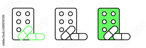 Set line Sports doping, anabolic drugs with dumbbell icon isolated on white background. Anabolic steroids tablet. Pills in jar. Vector