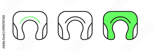 Set line Travel neck pillow icon isolated on white background. Pillow U-shaped. Vector