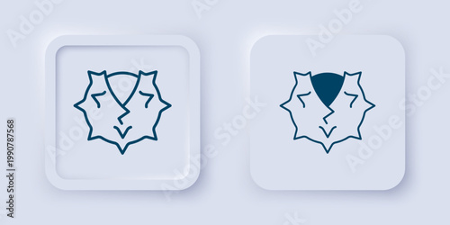 Filled and outline Chestnut icon isolated on grey background. Barbed and strong chestnut. Square button. Vector