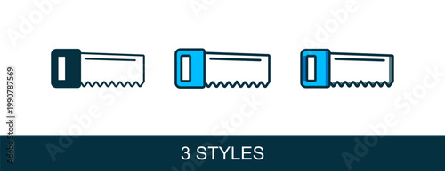 Filled outline Hand saw icon isolated on white background. Vector