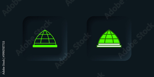Green Playground climbing equipment icon isolated on black background. Kid playground climb. Black square button. Vector