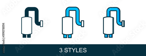 Filled outline Car muffler icon isolated on white background. Exhaust pipe. Vector