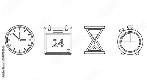 Time management and scheduling icons.