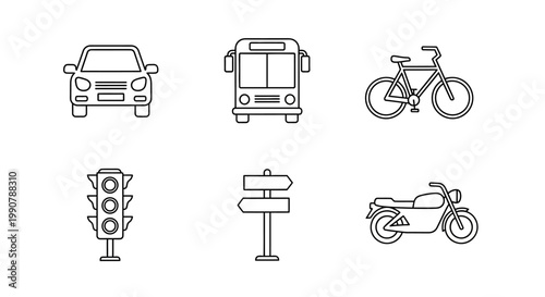 Vehicles and transportation icons set.