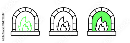 Set line Blacksmith oven icon isolated on white background. Vector