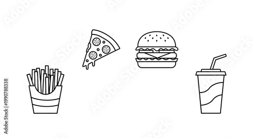 Fast food meal with fries burger.