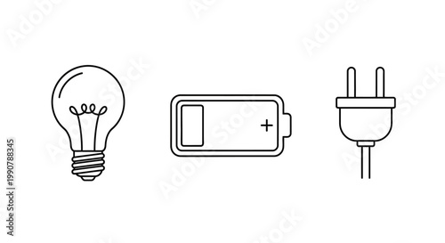 Electricity power battery light bulb plug.