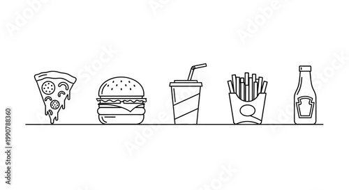 Fast food icons on a shelf.