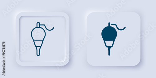 Filled and outline Fishing float icon isolated on grey background. Fishing tackle. Square button. Vector