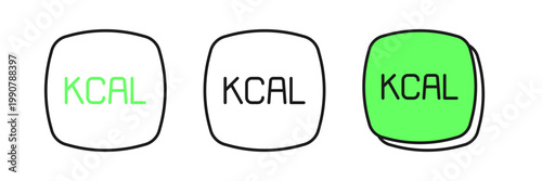 Set line Kcal icon isolated on isolated on white background. Health food. Vector
