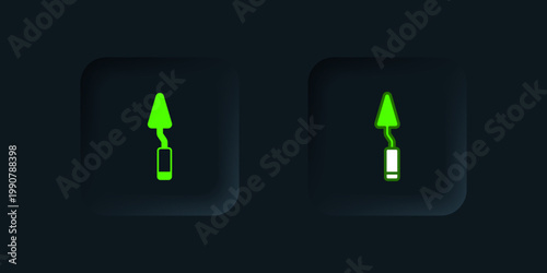 Green Palette knife icon isolated on black background. Black square button. Vector