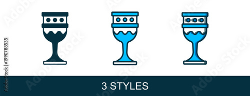 Filled outline Medieval goblet icon isolated on white background. Holy grail. Vector