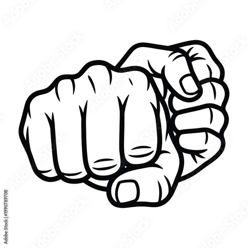 Fist clenched hand gesture symbol
