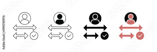 Social distancing icons with person avatar and checkmark symbol