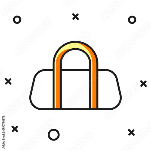 Filled outline Sport bag icon isolated on white background. Flat filled outline style with shadow. Vector