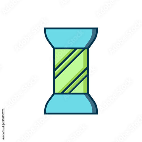 Filled outline Sewing thread on spool icon isolated on white background. Yarn spool. Thread bobbin. Flat filled outline style with shadow. Vector